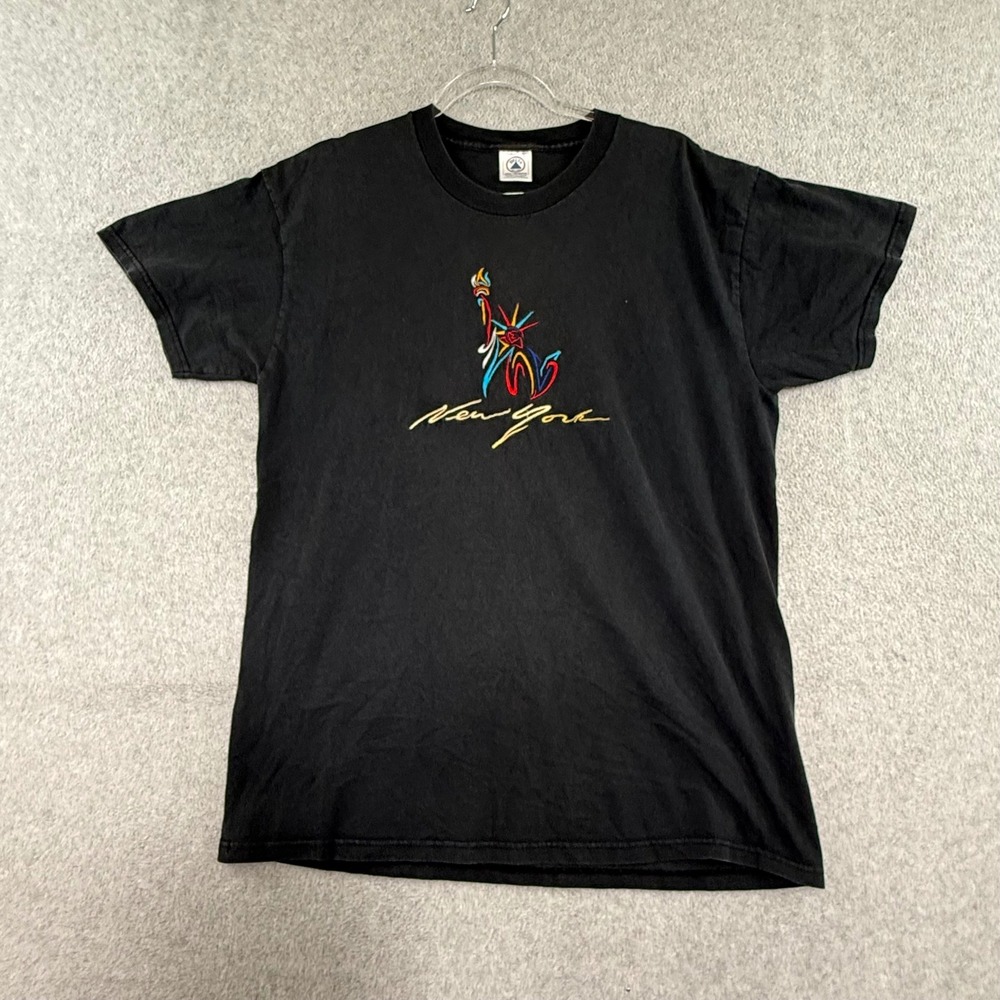 Vintage 90s New York City Art Graphic Shirt Delta Statue Liberty Large L Mens